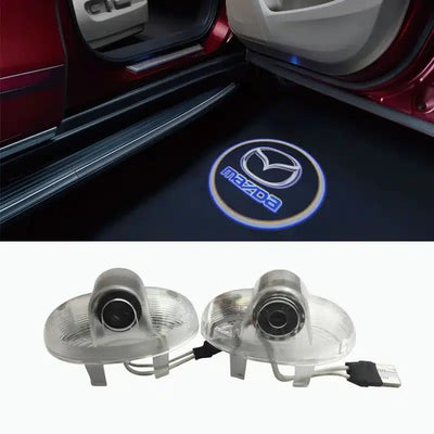 Projecteur LED Porte Mazda Logo Haute Définition - vue de profil - Becquet Voiture