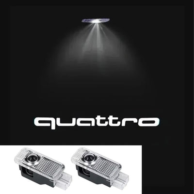 Projecteur logo porte voiture Audi Quattro - vue de face - Becquet Voiture