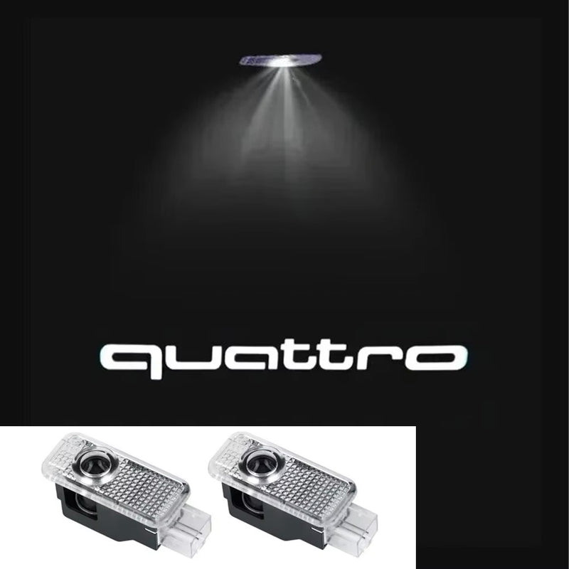 Projecteur logo porte voiture Audi Quattro - vue de face - Becquet Voiture