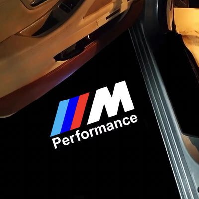 Projecteur logo porte voiture BMW M Performance - vue de face - Becquet Voiture