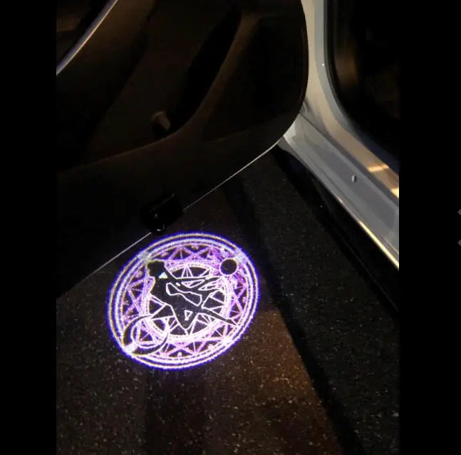 Projecteur Porte Voiture LED Sans Fil Logo Personnalisé - installé sur véhicule - Becquet Voiture