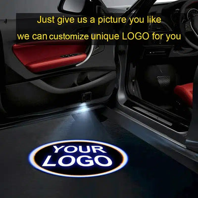 Projecteur Porte Voiture LED Sans Fil Logo Personnalisé - vue de profil - Becquet Voiture