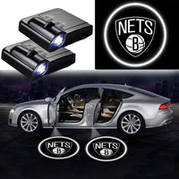 Projecteurs de porte LED Brooklyn Nets NBA - Lot de 2 - vue de face - Becquet Voiture