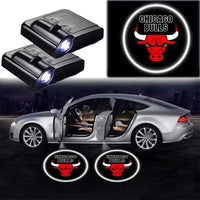 Projecteurs de Porte LED Chicago Bulls 2x - Logo NBA Projecteur - vue de face - Becquet Voiture