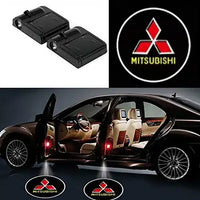 Projecteurs de porte LED Mitsubishi Lot 2 logo projeté au sol - vue de face - Becquet Voiture