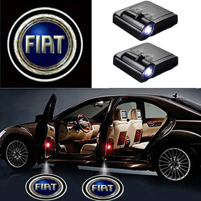 Projecteurs LED Porte Fiat Logo Ombre Fantôme Kit 2 - vue de face - Becquet Voiture