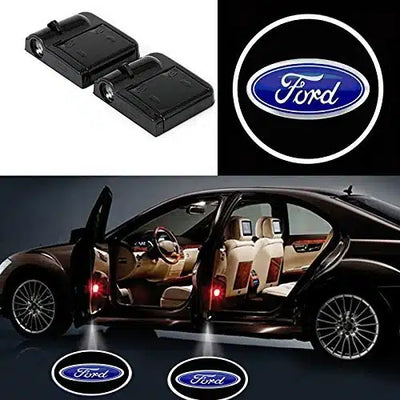 Projecteurs LED porte Ford 2x avec logo — Sans fil auto - vue de face - Becquet Voiture