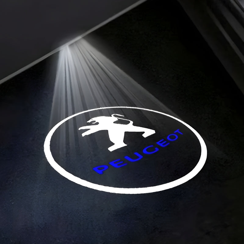 Projecteurs LED Porte Logo Peugeot GT R - vue de face - Becquet Voiture