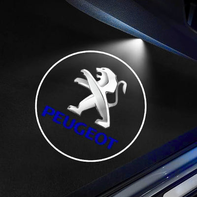 Projecteurs LED Porte Logo Peugeot GT R - vue de trois-quarts - Becquet Voiture