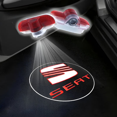 Projecteurs LED Porte Logo Seat FR Damier - vue arrière - Becquet Voiture