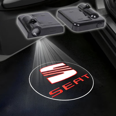 Projecteurs LED Porte Logo Seat FR Damier - vue de profil - Becquet Voiture