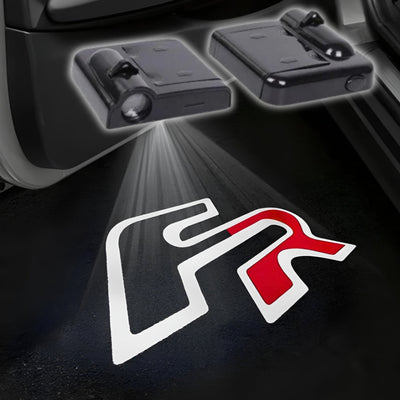 Projecteurs LED Porte Logo Seat FR Damier - vue de trois-quarts - Becquet Voiture
