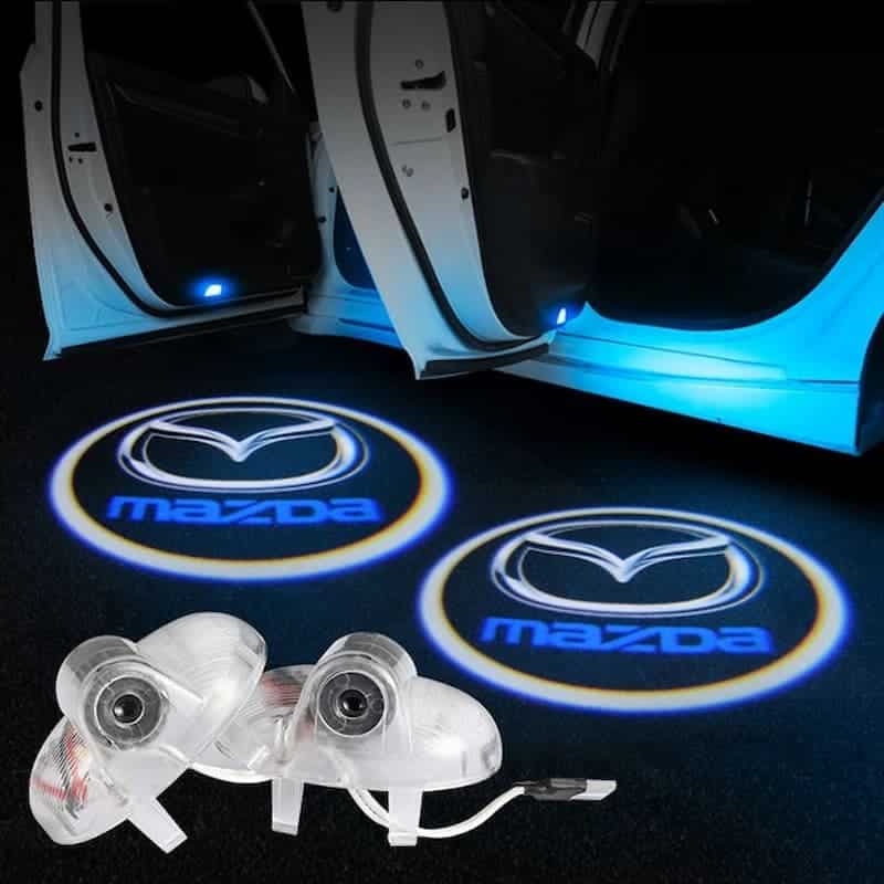 Projecteurs LED porte Mazda projection logo - lot de 2 - vue de face - Becquet Voiture