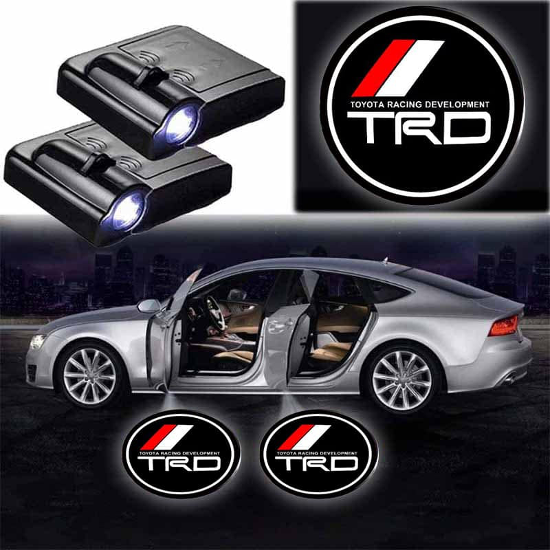 Projecteurs LED Porte Toyota TRD Sans Fil 2 pièces lumineux - vue de face - Becquet Voiture