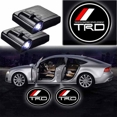 Projecteurs LED Porte Toyota TRD Sans Fil 2 pièces lumineux - vue de face - Becquet Voiture