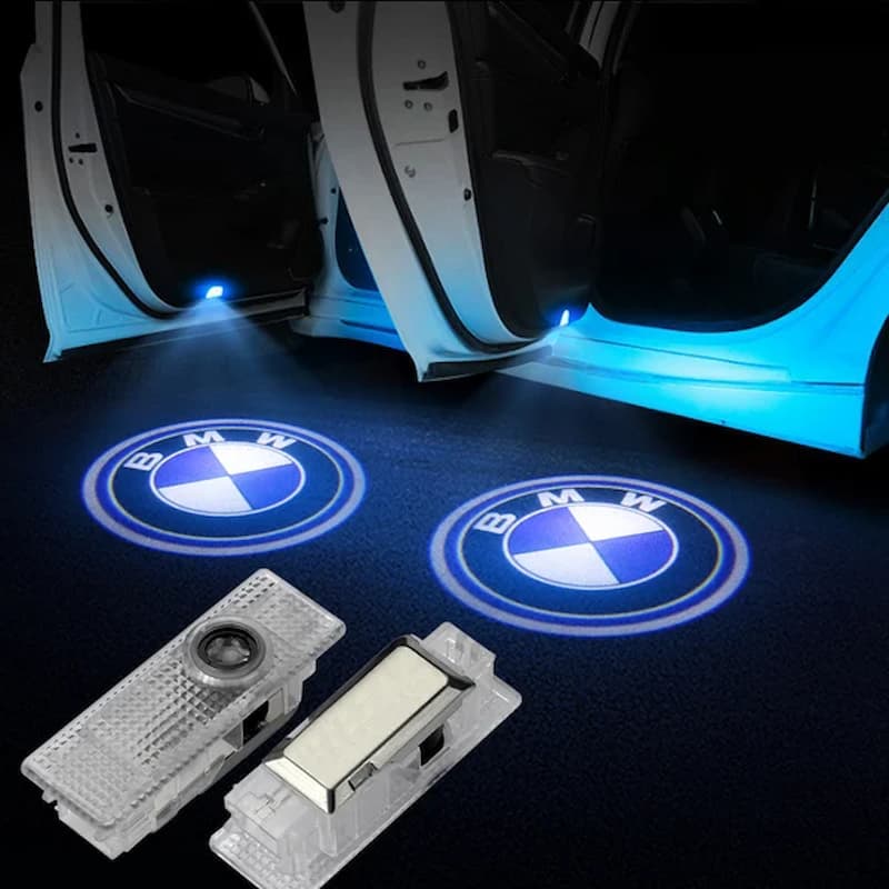 Projecteurs LED portière BMW 2x logo haute définition plug-and-play - vue de face - Becquet Voiture