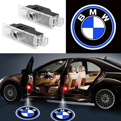 Projecteurs LED portière BMW 2x logo haute définition plug-and-play - vue de profil - Becquet Voiture