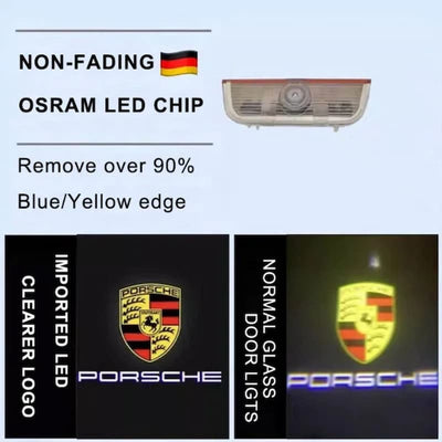 Projecteurs LED Portières Porsche Logo HD, Installation Plug-and-Play - vue arrière - Becquet Voiture