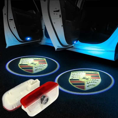Projecteurs LED Portières Porsche Logo HD, Installation Plug-and-Play - vue de face - Becquet Voiture