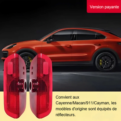Projecteurs LED Portières Porsche Logo HD, Installation Plug-and-Play - vue rapprochée - Becquet Voiture