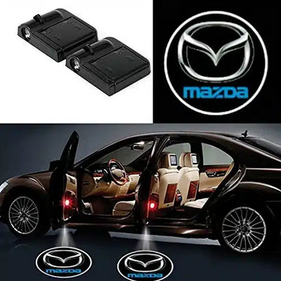 Projecteurs LED Sans Fil Porte Mazda Logo Kit 2 - vue de face - Becquet Voiture