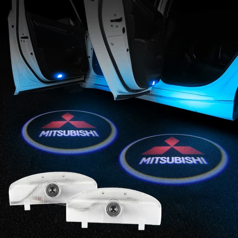 Projecteurs Lumières Portière Mitsubishi LED CREE Kit 2 - vue de face - Becquet Voiture