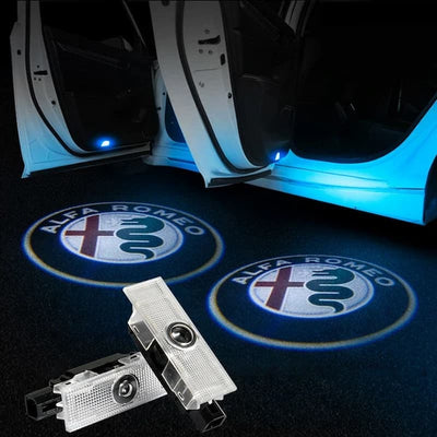 Projecteurs Porte Alfa Romeo LED Logo HD Kit 2 - vue de face - Becquet Voiture