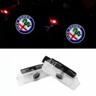 Projecteurs Porte Alfa Romeo LED Logo HD Kit 2 - vue de profil - Becquet Voiture