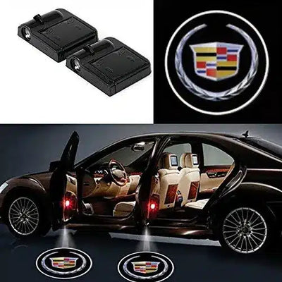 Projecteurs Porte LED Cadillac Logo HD Kit 2 - vue de face - Becquet Voiture