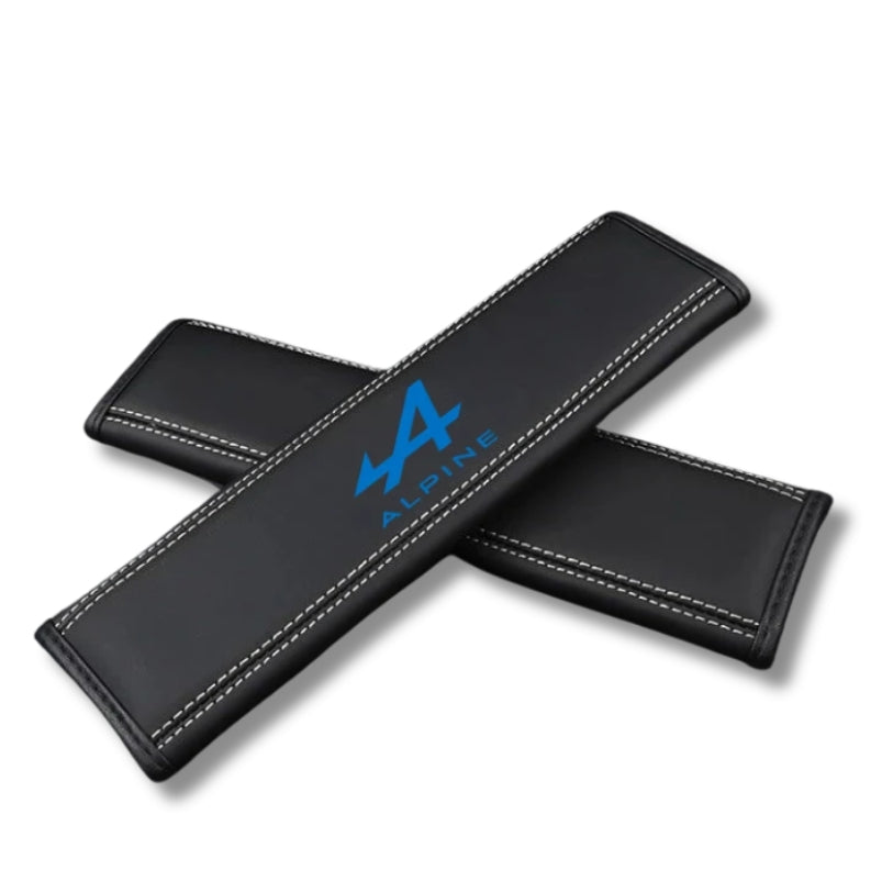 Protège Ceinture Alpine Logo Bleu 24.6cm - vue de face - Becquet Voiture