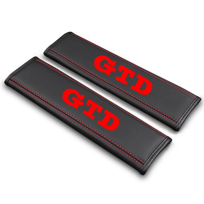 Protège Ceinture GTD Cuir Noir Rouge - vue arrière - Becquet Voiture