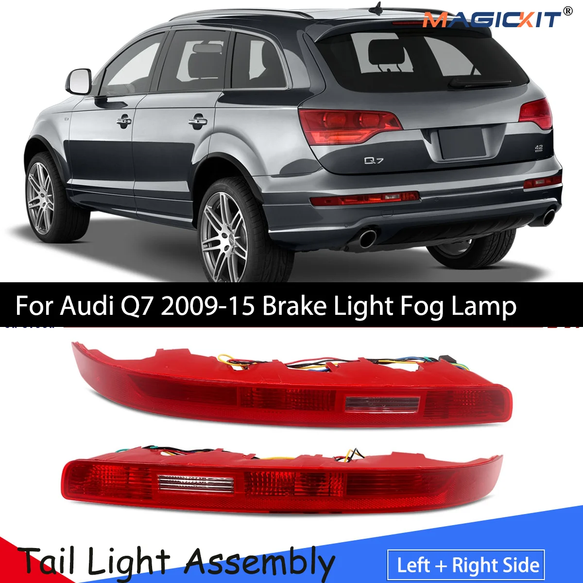 Réflecteur Pare-Choc Arrière Audi Q7 2009-2015 Feu Stop - vue de face - Becquet Voiture