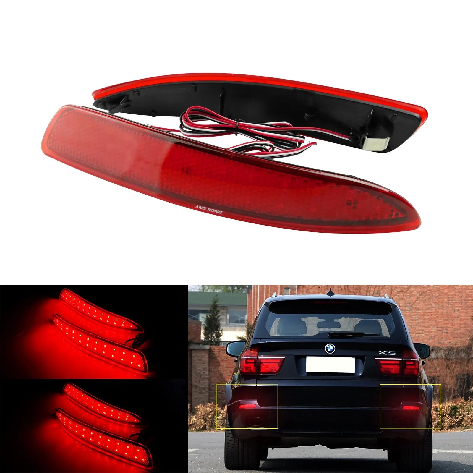 Réflecteurs de Pare-Chocs LED BMW X5 E70 2006-2013 - vue de face - Becquet Voiture