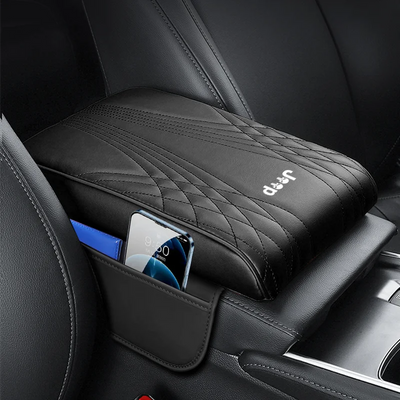 Rehausseur d'Accoudoir Central Jeep avec Rangement - vue de trois-quarts - Becquet Voiture