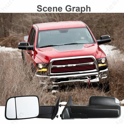 Rétroviseurs Remorquage Dodge Ram 1500 2500 3500 (2013-2018) - vue de profil - Becquet Voiture