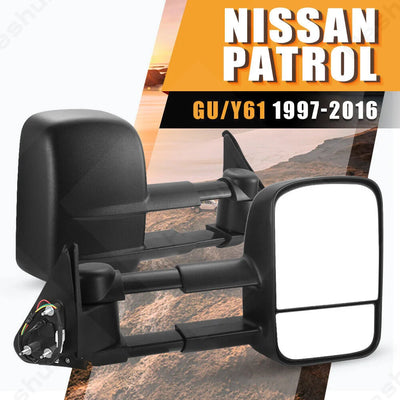 Rétroviseurs Remorquage Extensibles Nissan Patrol Y61 - vue de face - Becquet Voiture