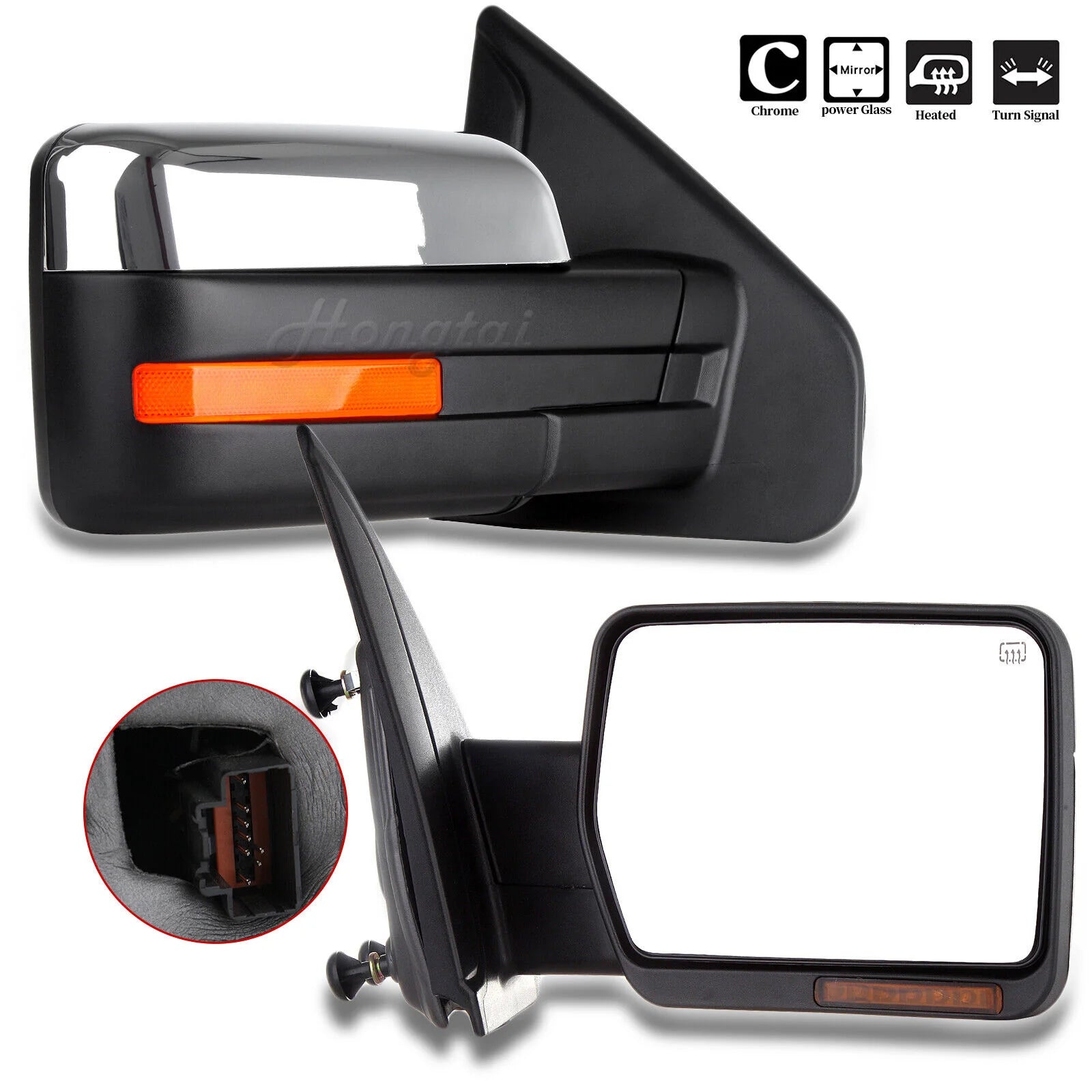 Rétroviseurs Remorquage Ford F150 Clignotant LED - vue de face - Becquet Voiture