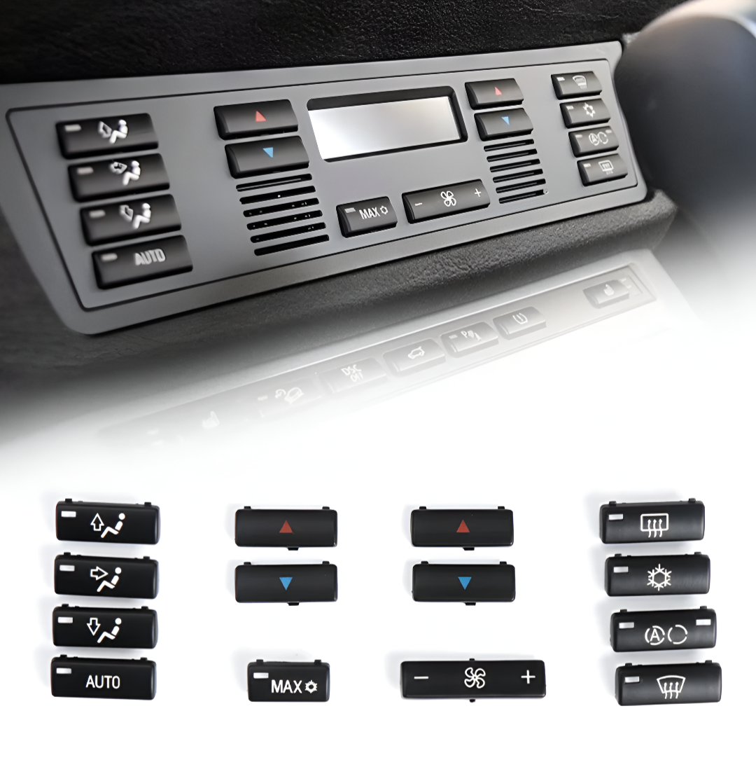 Set Boutons Commande Climatisation Chauffage BMW X5 E53 1999-2006 - vue de face - Becquet Voiture