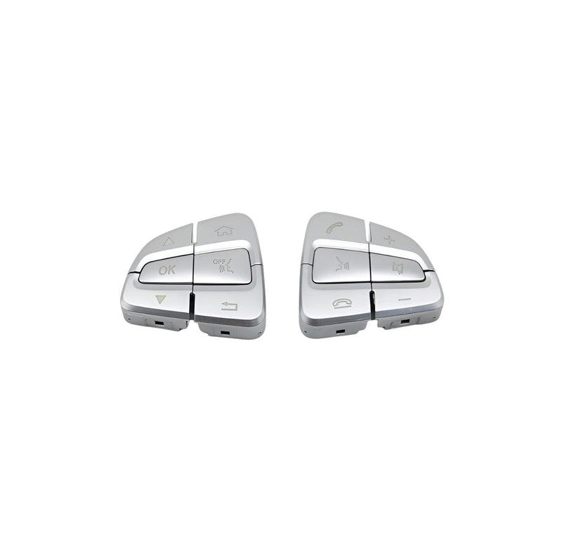 Multifunktionstasten-Set Lenkrad Mercedes C-Klasse W205 - Schwarz Silber Braun - Draufsicht - Becquet Voiture