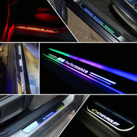 Seuils de Porte LED Personnalisés 7 Couleurs Changeantes Sans Fil - vue de profil - Becquet Voiture