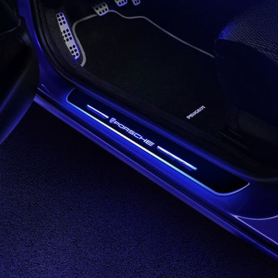 Seuils de Porte LED Porsche Sans Fil 7 Couleurs Personnalisés - vue de profil - Becquet Voiture