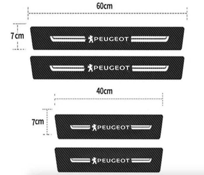 Seuils De Portes Peugeot 60cm 40cm 90cm Noir - vue de face - Becquet Voiture