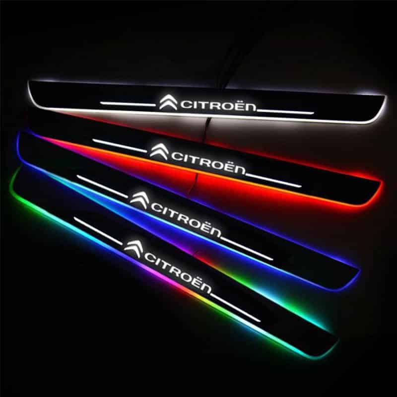 Seuils LED Citroën 7 couleurs sans fil, 2 ou 4 pièces - vue de face - Becquet Voiture