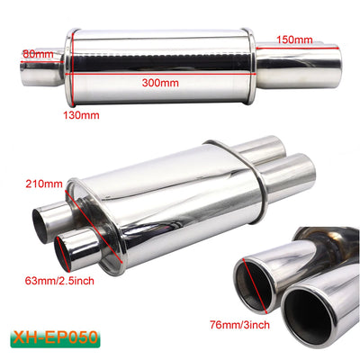 Silencieux d'Échappement Universel Acier Inoxydable - installé sur véhicule - Becquet Voiture