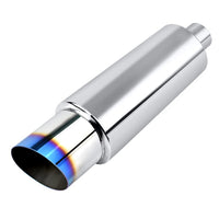 Silencieux Échappement Universel Inox 89mm - vue de profil - Becquet Voiture