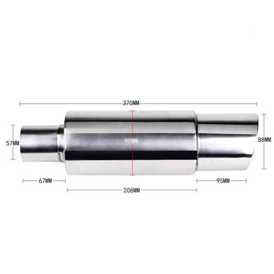 Silencieux Échappement Universel Inox 89mm - vue de trois-quarts - Becquet Voiture