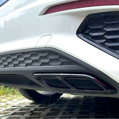 Sorties échappement noir brillant Audi A3 8Y S-Line 2020-2024 - vue de profil - Becquet Voiture