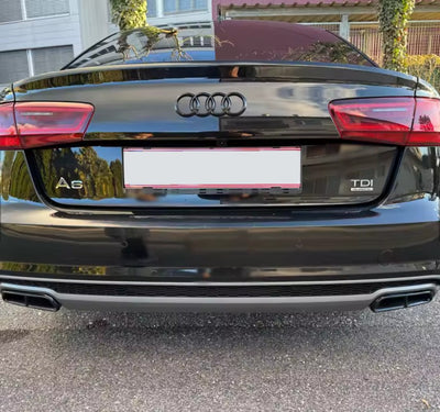 Sorties Échappement Noires Audi A6 C7 2011 2018 Acier Inoxydable - vue de profil - Becquet Voiture