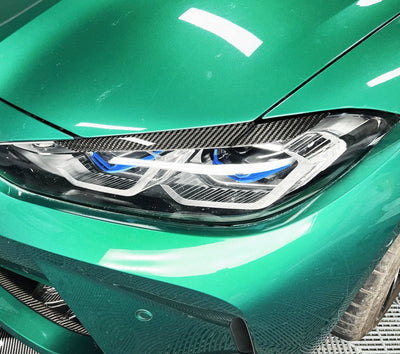 Sourcils Fibre Carbone BMW G80 G81 G82 G83 - vue de trois-quarts - Becquet Voiture