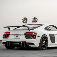 Spoiler Aileron Arriere Carbone Audi R8 4S Vorsteiner - détail du montage - Becquet Voiture